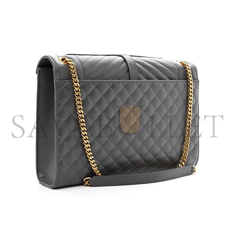 YSL ENVELOPE LARGE IN QUILTED GRAIN DE POUDRE EMBOSSED LEATHER 600166BOW971112 (31*22*7.5cm)